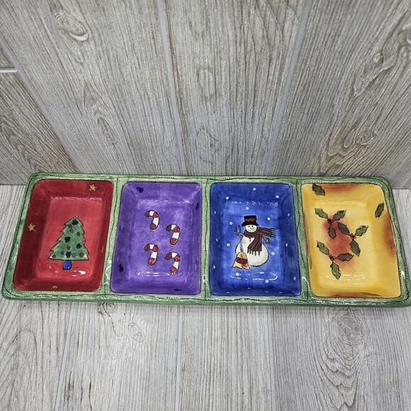 Sango The Sweet Shoppe Christmas 4 Part Relish Tray Divided Dish Sue Zipkin 3041 - Picture 2 of 7